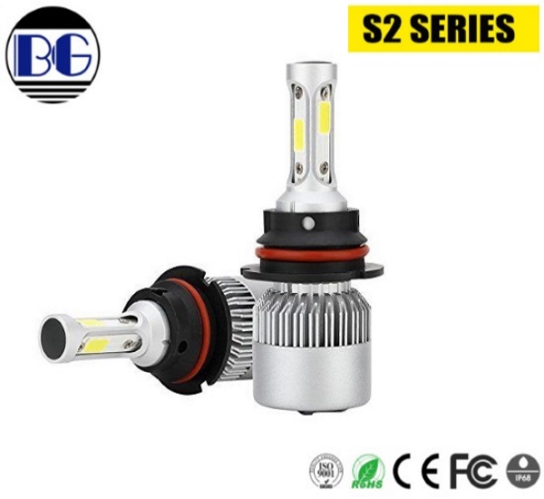 2x S2 H4/9004/9007 COB LED Headlight Kit 72W 8000LM Car Bulb LED Light White 6500K Lamp